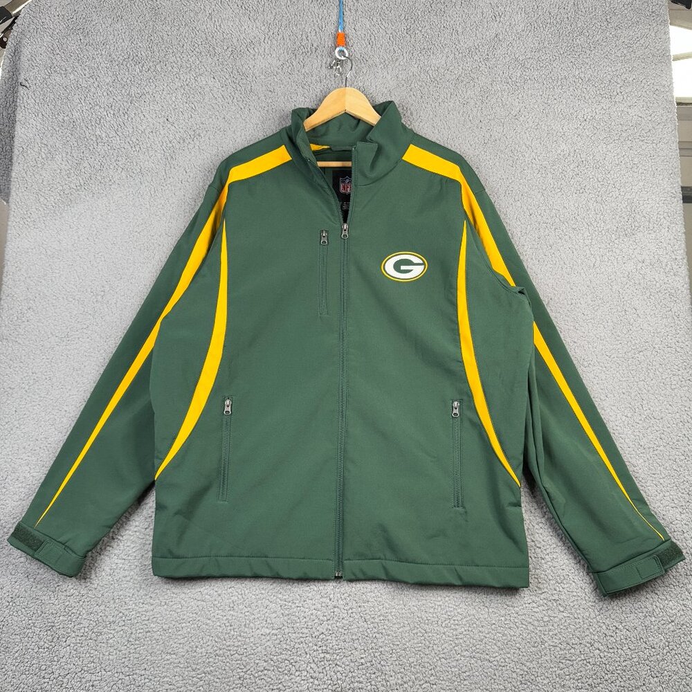 Green Bay Packers Jacket Mens Size XL Green NFL Big Logo Full Zip High Neck